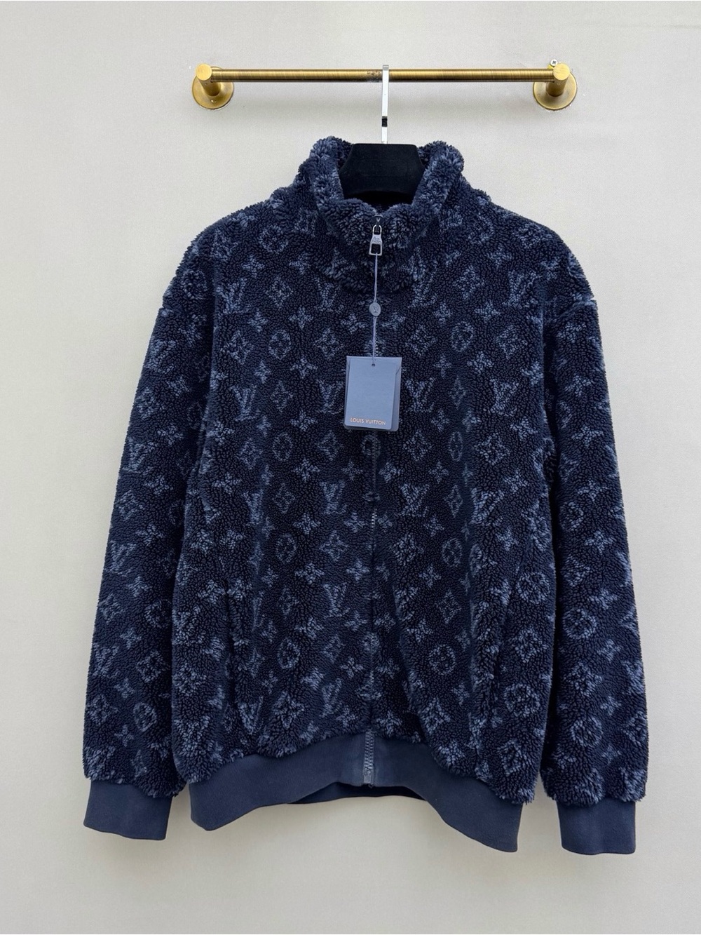 Louis Vuitton Navy Monogram Sherpa Bomber Jacket